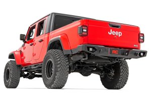 Jeep Gladiator Rear Bumper - Rough Country - Heavy-Duty with LED Cubes - Textured Black - '20-'25